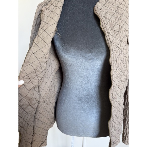 XCVI Jacket XL Taupe Diamond Quilted Belted Moto Utility Military Safari Classic - Picture 11 of 16